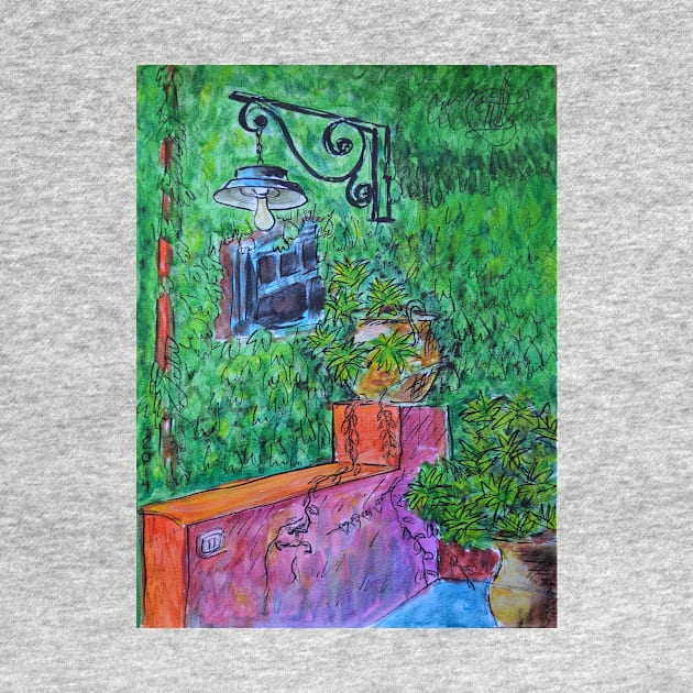 Tempera Sketch - Farmhouse Wall with a Vase. 2014 by IgorPozdnyakov